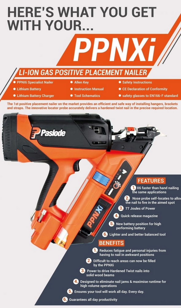 Paslode PPNXi specialist nailer (battery & charger set)