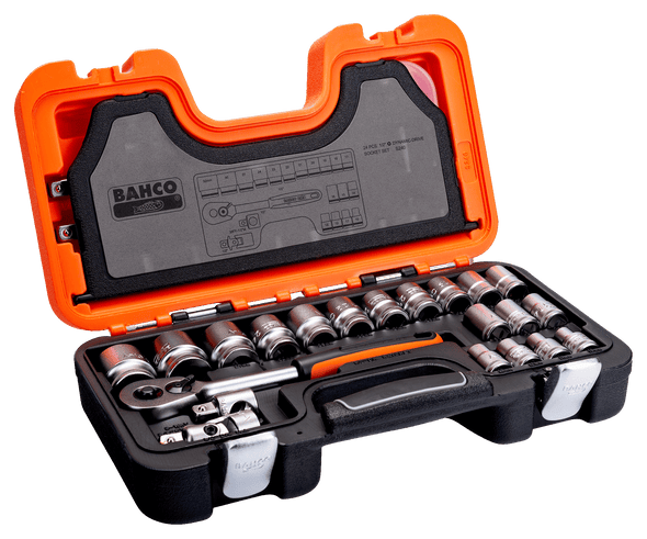 Bahco 24 Piece 1/2" Square Drive Socket Set with Metric Hex Profile and Ratchet (4784455778358)