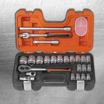 Bahco 24 Piece 1/2" Square Drive Socket Set with Metric Hex Profile and Ratchet (4784455778358)