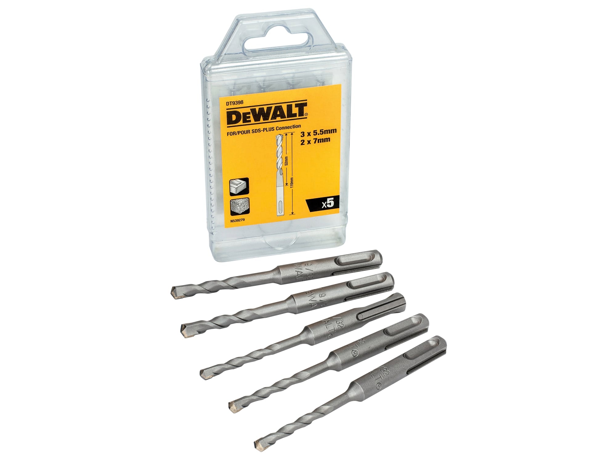 DeWalt DT9398QZ SDS Plus Drill Bits - 5 Piece Set