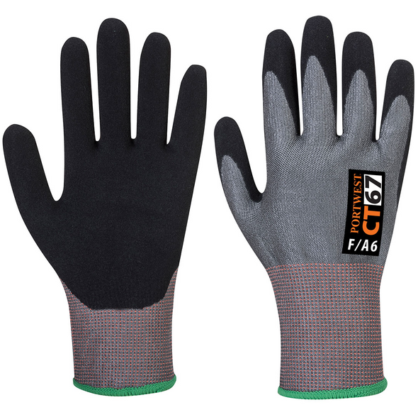 CT67 - CT AHR13 Nitrile Foam Cut Glove Grey/Black (Portwest)